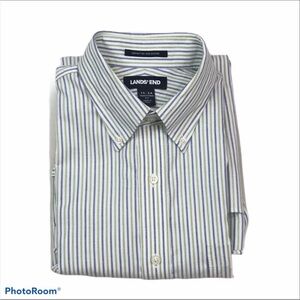 Lands’ End No Iron Oxford long sleeve striped dress shirt